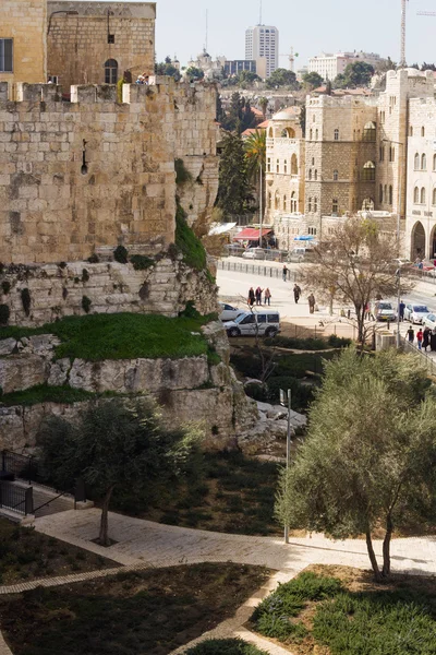 Udsigt på seværdighederne i Jerusalem Old City  . - Stock-foto