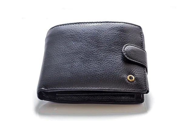 Black leather purse. — Stock Photo, Image