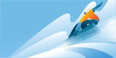 Snowboard için parlak takım elbiseli bir adam.
