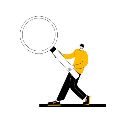 Büyüteçli bir karakter bir şey arıyor..