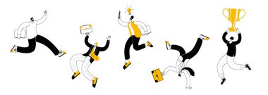 Takım çalışmasının başarısı teması üzerine düz bir şekilde vektör illüstrasyonuName.