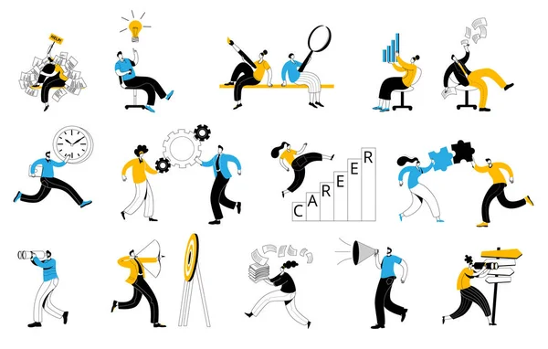 A set of vector characters on the subject of various areas of work in the company. — 스톡 벡터