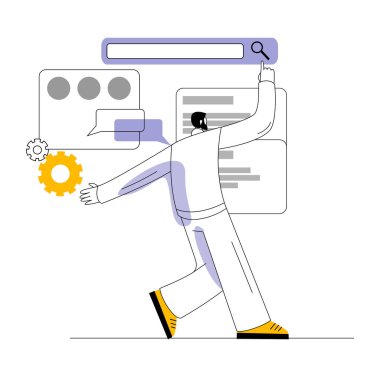 Bir bilişim uzmanı mobil prototip üzerinde çalışıyor. Mobil uygulamaların arayüzü için bir metafor.