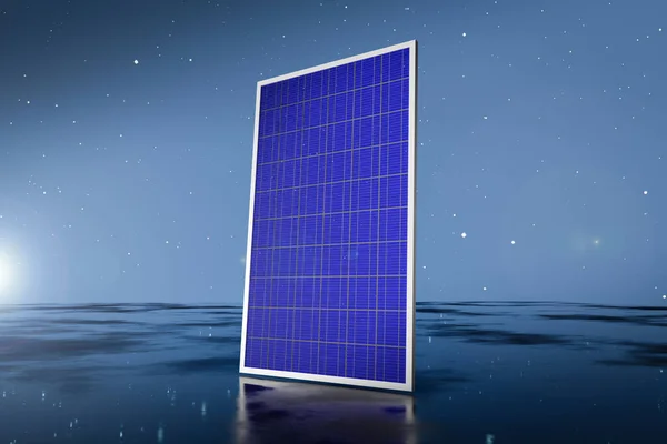Solarmodul Auf Blauem Hintergrund Photovoltaik Eine Alternative Stromquelle Grüne Energie — Stockfoto