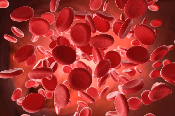 Kırmızı kan hücreleri, tıbbi bir kavram. 3d illüstrasyon Stok Resim