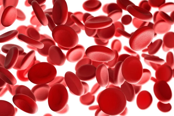 Glóbulos rojos sobre un fondo blanco. ilustración 3d — Foto de Stock