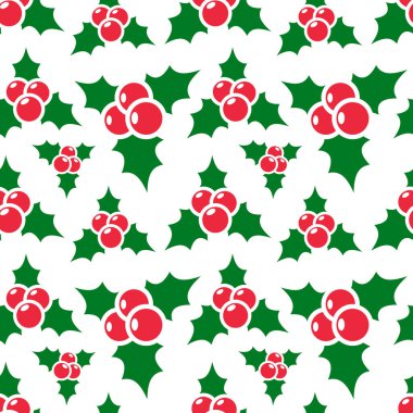 Noel 'le ilgili baskı şablonu için Holly Berry desen tasarımı