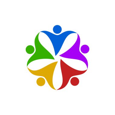 Takım çalışmasıyla ilgili soyut insan logosu tasarım şablonu