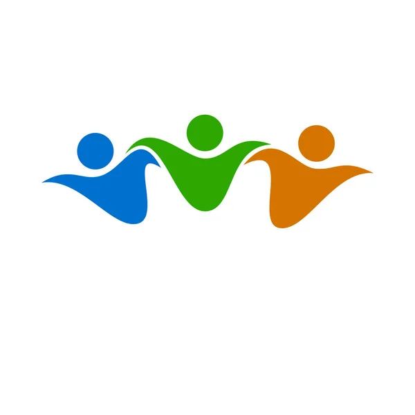 Logotipo Abstracto Tres Personas Colores Relacionados Con Trabajo Equipo — Archivo Imágenes Vectoriales
