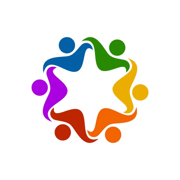Diseño Del Logo Personas Abstractas Relacionadas Con Trabajo Equipo — Vector de stock