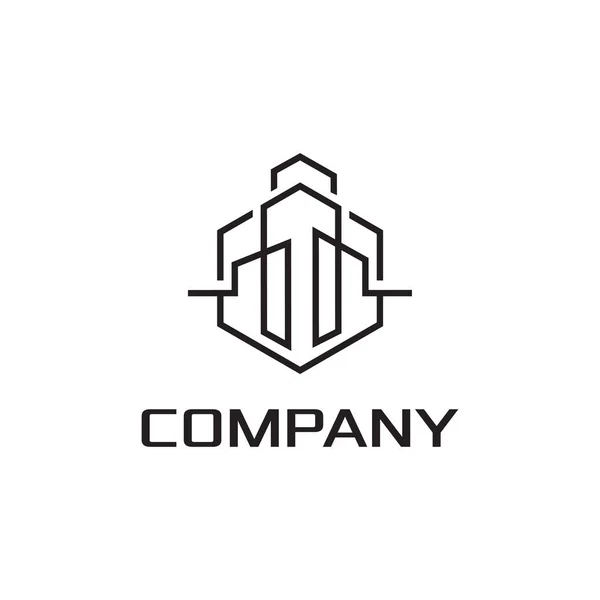Concepto Diseño Logotipo Relacionado Con Firma Arquitectos Icono Edificio Rascacielos — Vector de stock