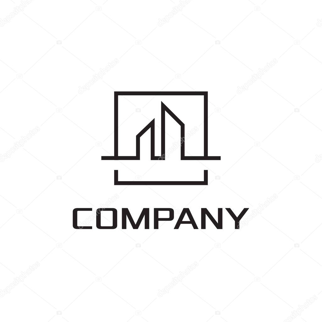 Logo design concept related to architect firm. Skyscraper building icon for property or real estate company