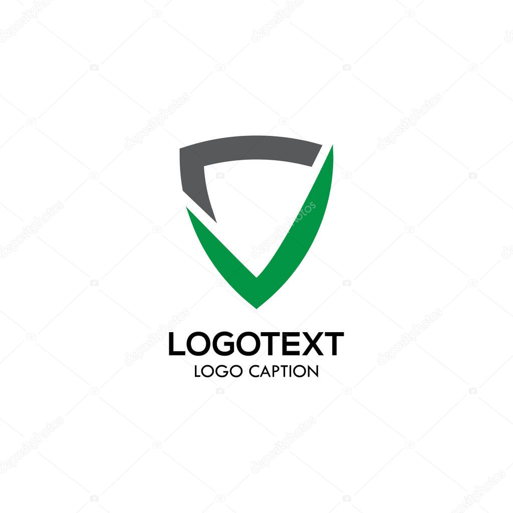 Shield with check mark logo design element
