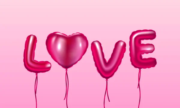 Texte Ballon Réaliste Amour Liée Saint Valentin — Image vectorielle