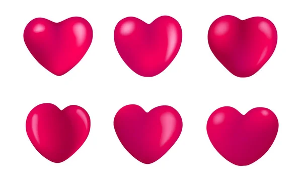 Элемент Дизайна Дню Святого Валентина Реалистичный Набор Значков Сердца — стоковый вектор