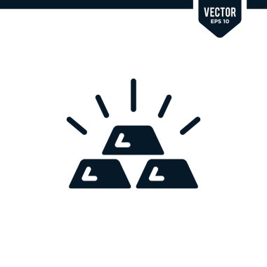 Altın simge koleksiyonu ya da düz siluet, vektör 10 birim