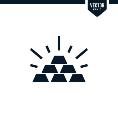 Altın simge koleksiyonu ya da düz siluet, vektör 10 birim