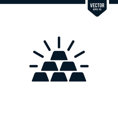 Altın simge koleksiyonu ya da düz siluet, vektör 10 birim