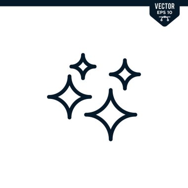 Parıltı simgesi koleksiyonu çizilmiş ya da satır sanatı biçimi, düzenlenebilir vuruş vektörü