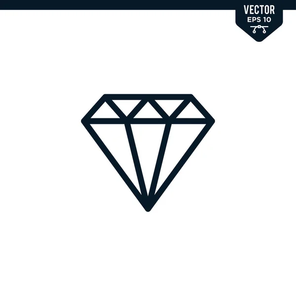 Coleção Ícones Diamante Estilo Arte Delineada Linha Vetor Curso Editável — Vetor de Stock