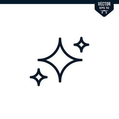 Parıltı simgesi koleksiyonu çizilmiş ya da satır sanatı biçimi, düzenlenebilir vuruş vektörü