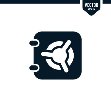 Kiralık kasa simgesi koleksiyonu kabartma biçiminde, katı renk vektörü