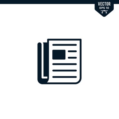 Gazete simgesi koleksiyonu kabartma biçimi, katı renk vektörü