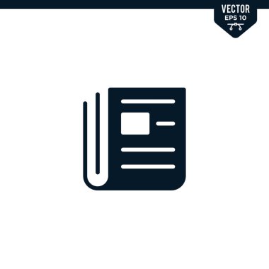 Gazete simgesi koleksiyonu kabartma biçimi, katı renk vektörü