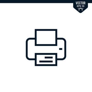 Yazıcı simgesi koleksiyonu çizilmiş veya satır sanatı biçimi, düzenlenebilir vuruş vektörü