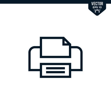 Yazıcı simgesi koleksiyonu çizilmiş veya satır sanatı biçimi, düzenlenebilir vuruş vektörü