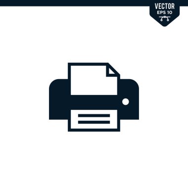 Yazıcı simgesi koleksiyonu kabartma biçimi, katı renk vektörü