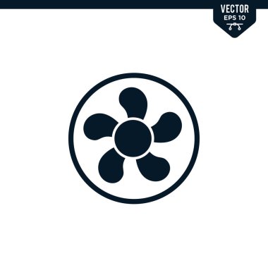 Kabartma biçiminde fan simgesi koleksiyonu, katı renk vektörü