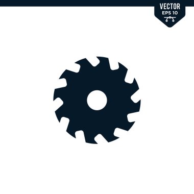 Saw Blade simge koleksiyonu kabartma biçimi, katı renk vektörü