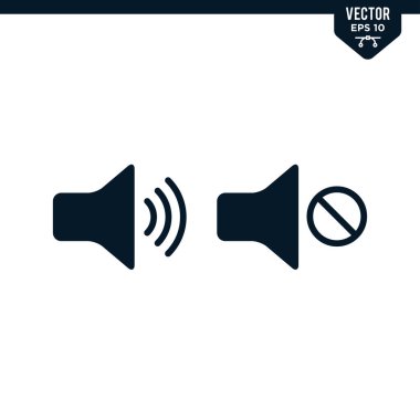 Hoparlör simge koleksiyonunu kabartma biçimi, katı renk vektörü ile tercih eder