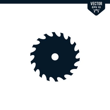 Saw Blade simge koleksiyonu kabartma biçimi, katı renk vektörü