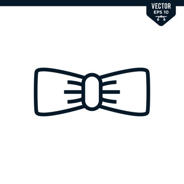 Çizilmiş ya da satır sanatı biçimi, düzenlenebilir vuruş vektörü şeklinde yay kravat simgesi koleksiyonu