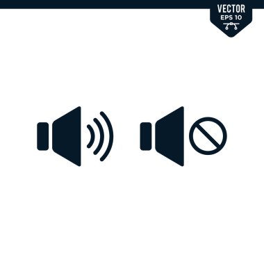 Hoparlör simge koleksiyonunu kabartma biçimi, katı renk vektörü ile tercih eder