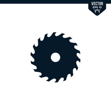 Saw Blade simge koleksiyonu kabartma biçimi, katı renk vektörü