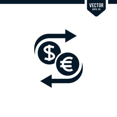 Para değişim simgesi koleksiyonu kabartma biçimi, katı renk vektörü