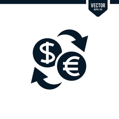 Para değişim simgesi koleksiyonu kabartma biçimi, katı renk vektörü