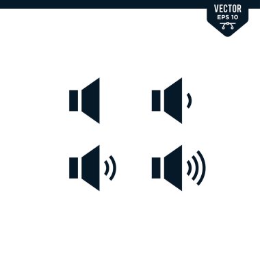 Hoparlör simge koleksiyonunu kabartma biçimi, katı renk vektörü ile tercih eder