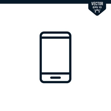 Çizilmiş ya da satır sanatı biçiminde akıllı telefon simgesi koleksiyonu, düzenlenebilir vuruş vektörü