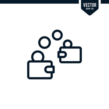 Para aktarım simgesi koleksiyonu ana hatları çizilmiş veya satır sanatı biçimi, düzenlenebilir vuruş vektörü