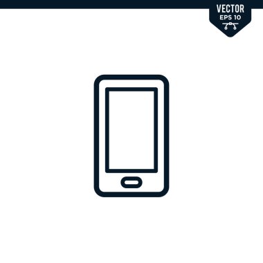 Çizilmiş ya da satır sanatı biçiminde akıllı telefon simgesi koleksiyonu, düzenlenebilir vuruş vektörü