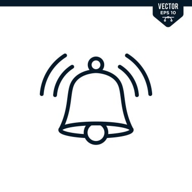 Çan alarm simgesi koleksiyonu çizilmiş ya da satır sanatı biçimi, düzenlenebilir vuruş vektörü