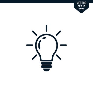 Kabartma biçiminde ampul simgesi koleksiyonu, katı renk vektörü