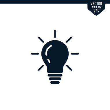 Kabartma biçiminde ampul simgesi koleksiyonu, katı renk vektörü