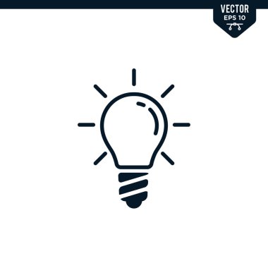 Kabartma biçiminde ampul simgesi koleksiyonu, katı renk vektörü