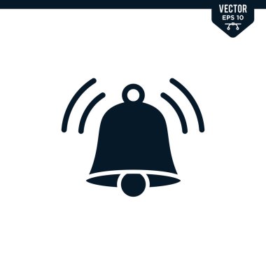 Çan alarm simgesi koleksiyonu kabartma biçimi, katı renk vektörü