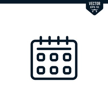 Takvim simgesi koleksiyonu çizilmiş veya satır sanatı biçimi, düzenlenebilir vuruş vektörü